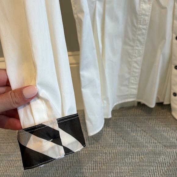 Burberry White Button Down Shirt with classic check accents - Picture 4 of 6